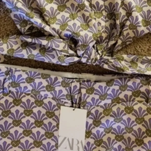 Zara pineapple wide leg pajama style high waist pants XS - Picture 4 of 5